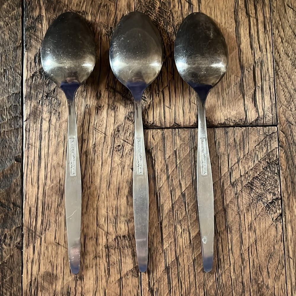 Vintage Interpur Floral Flatwear SoupSpoons (3) Jardinera Stainless - Picture 2 of 7